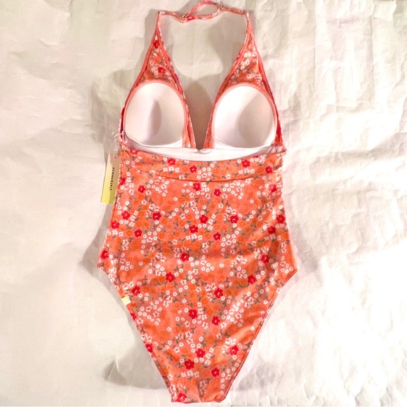 Summersalt Deep V Halter Swimsuit Size 6 in Orange Floral - Picture 3 of 15